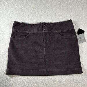 Athleta Vintage Ridge Mini Corduroy Skirt Plum Gray, Size 14P, NWT